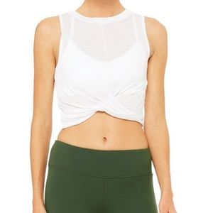BRAND NWT Alo Yoga White XS Cover Tank